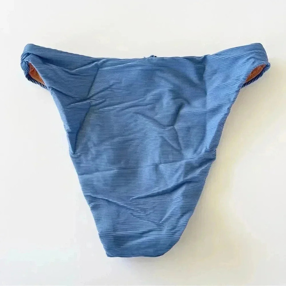 J Crew Ribbed high rise cheeky bikini bottom in Retro Blue Size Small NWT - Picture 4 of 7